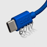 SBS TECABLETISSUETCCB USB-C - USB-C 1,5 m 60W flettet kabel - blå