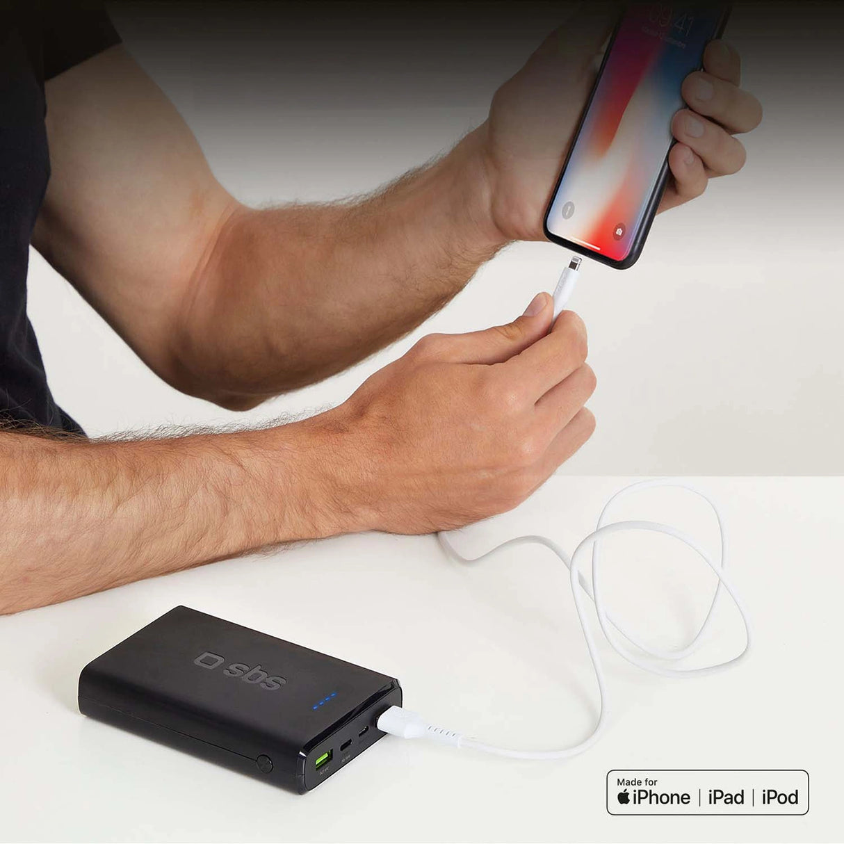 SBS TECABLEUSBIP589W USB-A - Lightning Cable - Hvid