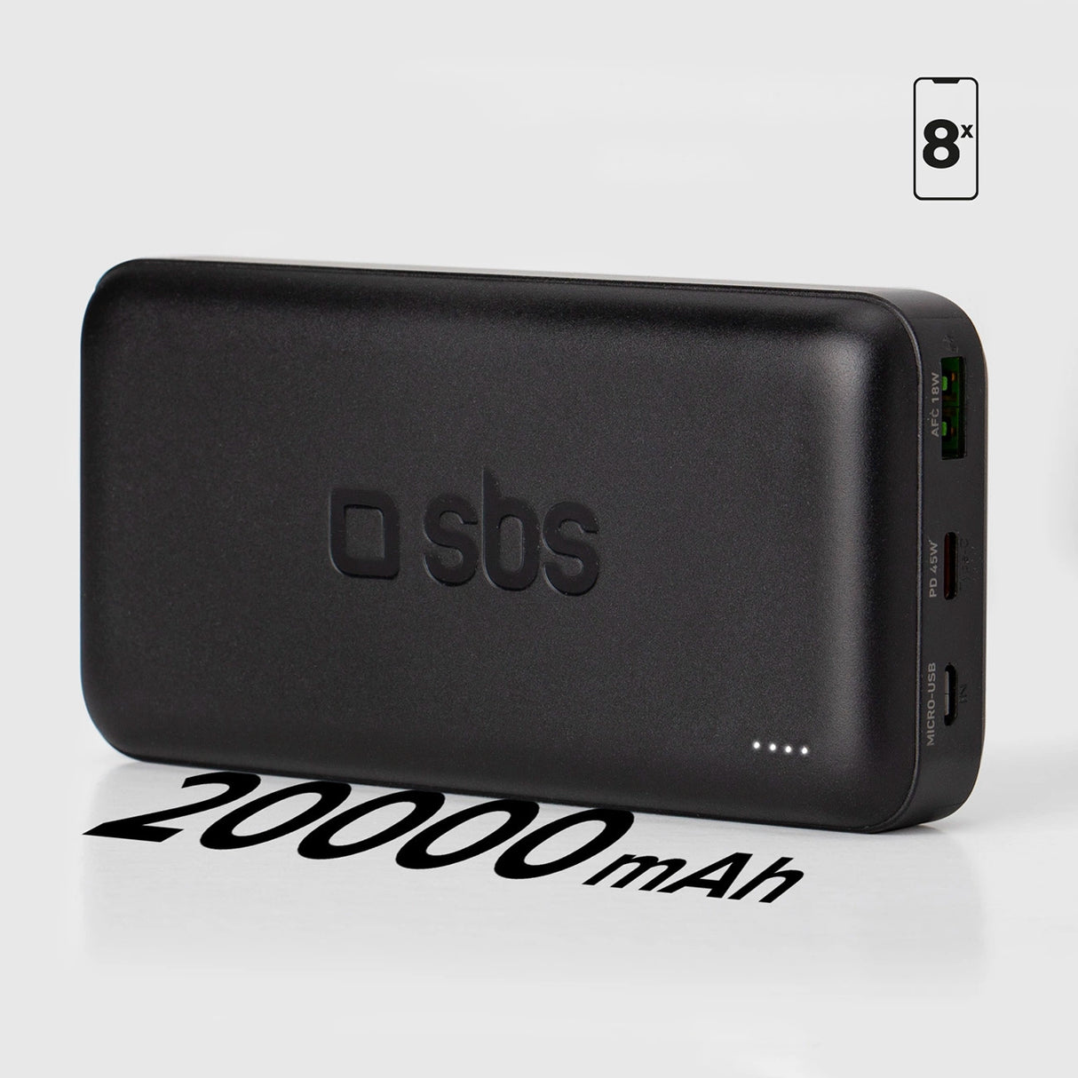 Powerbank SBS TTBB20000PD20K 20000 mAh 20W PD USB-C, USB-A, Micro-USB - sort