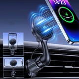 Wozinsky WCT5-6S4Y Bilholder med Qi/MagSafe 15W induktiv oplader til luftventilation - sort