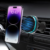 Wozinsky WCT5-Q6S2Y Bilholder med Qi/MagSafe 15W induktiv oplader til ventilationsgrill med ventilator - sort