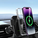 Wozinsky WEDZ-3Y8S klemme bilholder med 15W induktiv oplader til telefon på luftventilen - sort