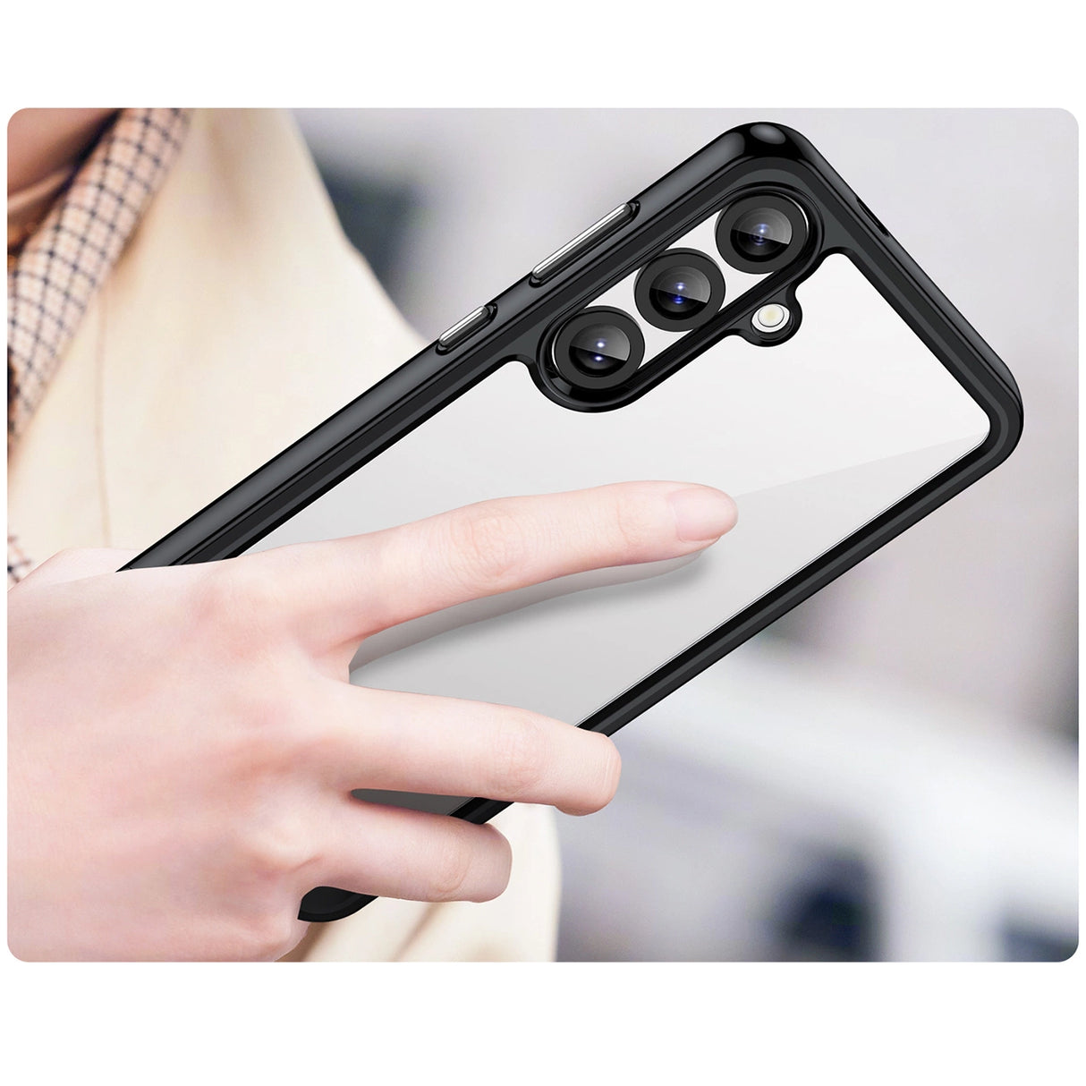 Udendørs rumkasse til Samsung Galaxy A36 Cover med fleksibel ramme - sort