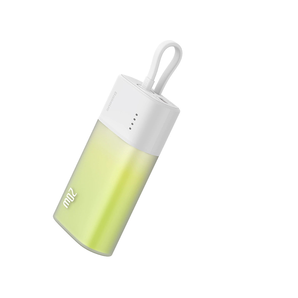 Baseus Popsicle 5200mAh 20W Powerbank med indbygget lynkabel (+ hvid Baseus Simple USB-C - USB-C 60W / 20V / 3A / 30cm kabel) - hvid-grøn