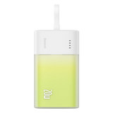 Baseus Popsicle 5200mAh 20W Powerbank med indbygget lynkabel (+ hvid Baseus Simple USB-C - USB-C 60W / 20V / 3A / 30cm kabel) - hvid-grøn
