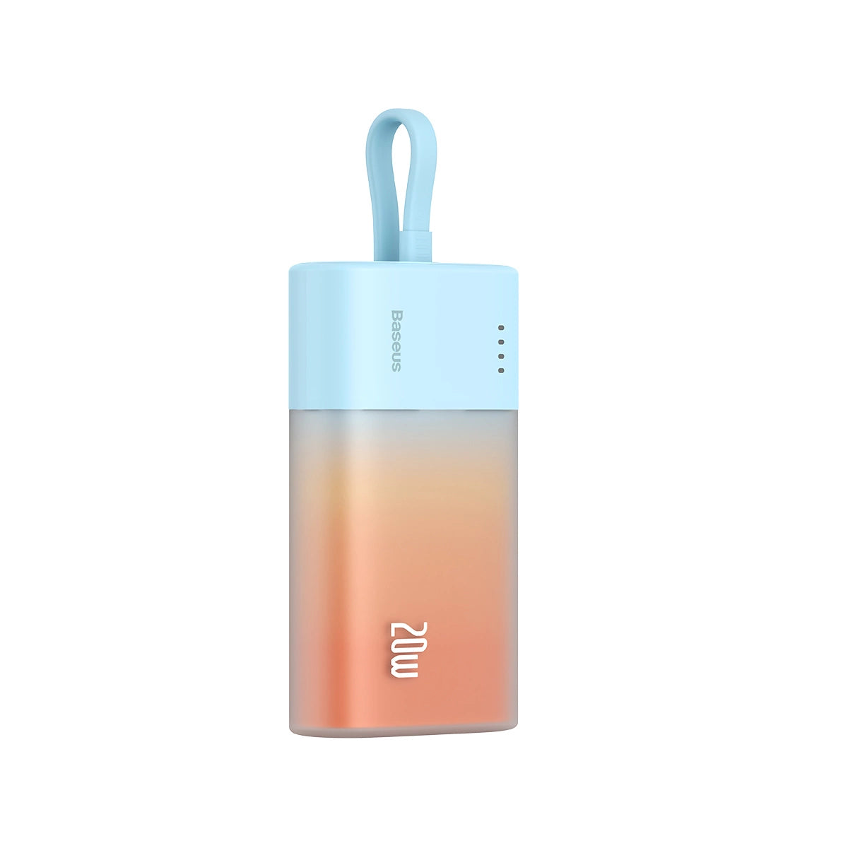 Baseus Popsicle 5200mAh 20W Powerbank med indbygget lynkabel (+ hvid Baseus Simple USB-C - USB-C 60W / 20V / 3A / 30cm kabel) - Blå-Orange