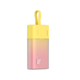 Baseus Popsicle 5200mAh 20W Powerbank med indbygget lynkabel (+ hvid Baseus Simple USB-C - USB-C 60W / 20V / 3A / 30cm kabel) - gul-rosa