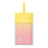 Baseus Popsicle 5200mAh 20W Powerbank med indbygget lynkabel (+ hvid Baseus Simple USB-C - USB-C 60W / 20V / 3A / 30cm kabel) - gul-rosa