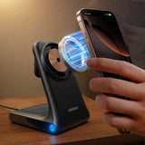 Joyroom JR-W15 trådløs oplader 3 i 1 opladningsplads med MagSafe - sort