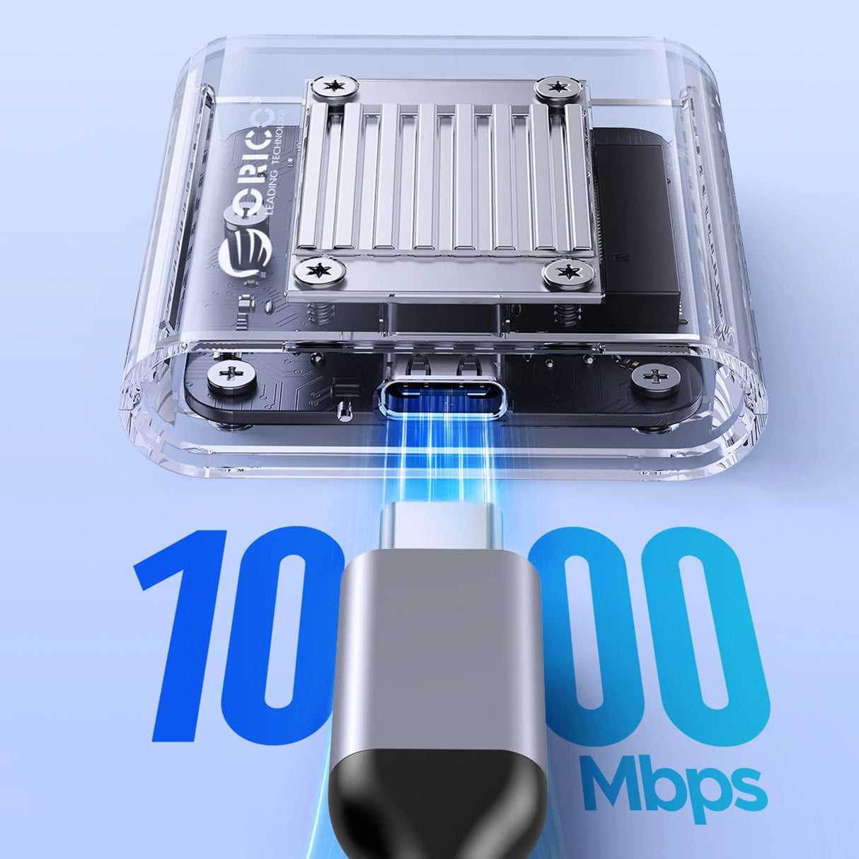 Orico TC20-M2-10G M.2 NVME USB-C 3.2 Disk Caddy - Gennemsigtig