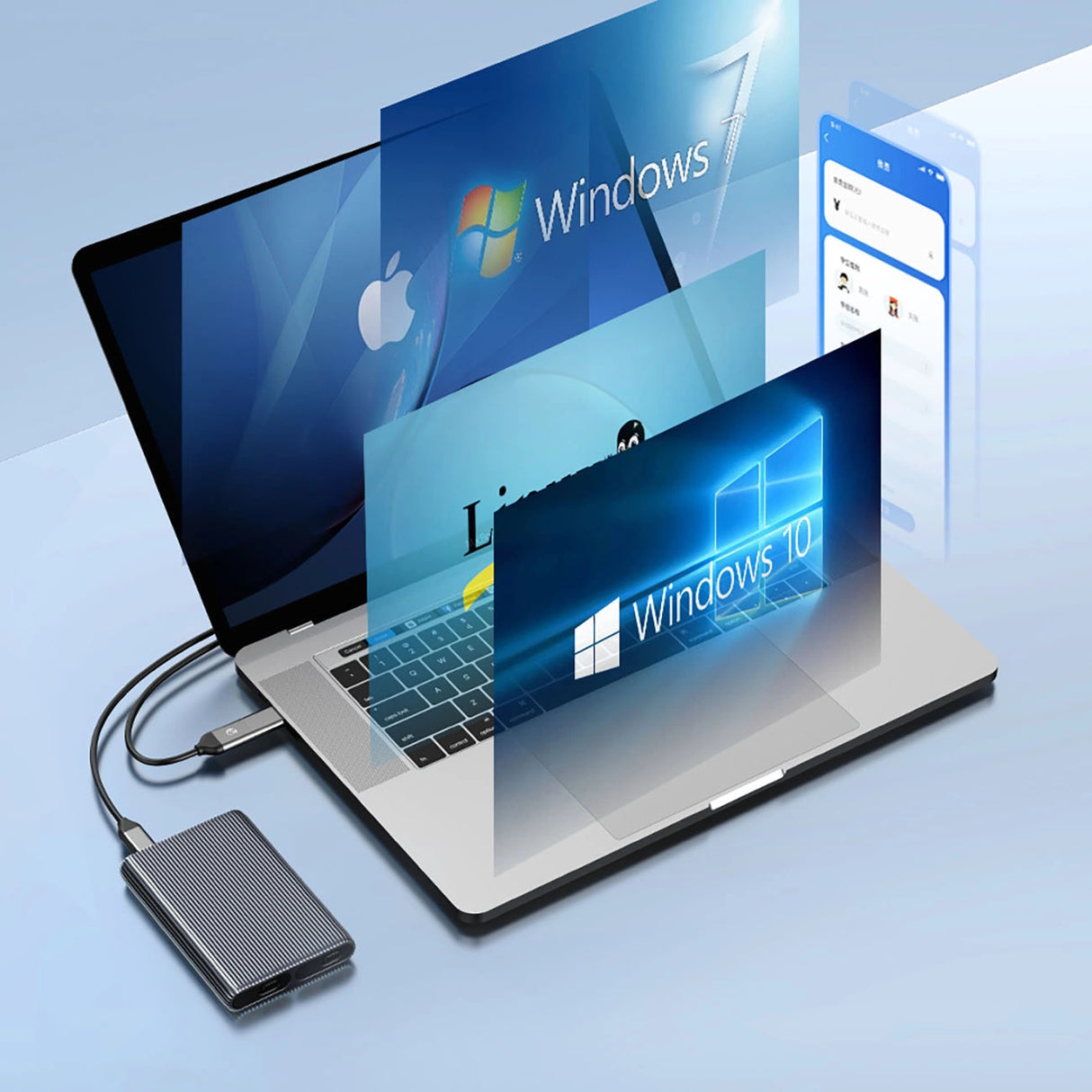 Orico AM2C3-2N Dual Disk Caddy til to M.2 NVME USB-C 3.2 10Gb/s drev - Grå