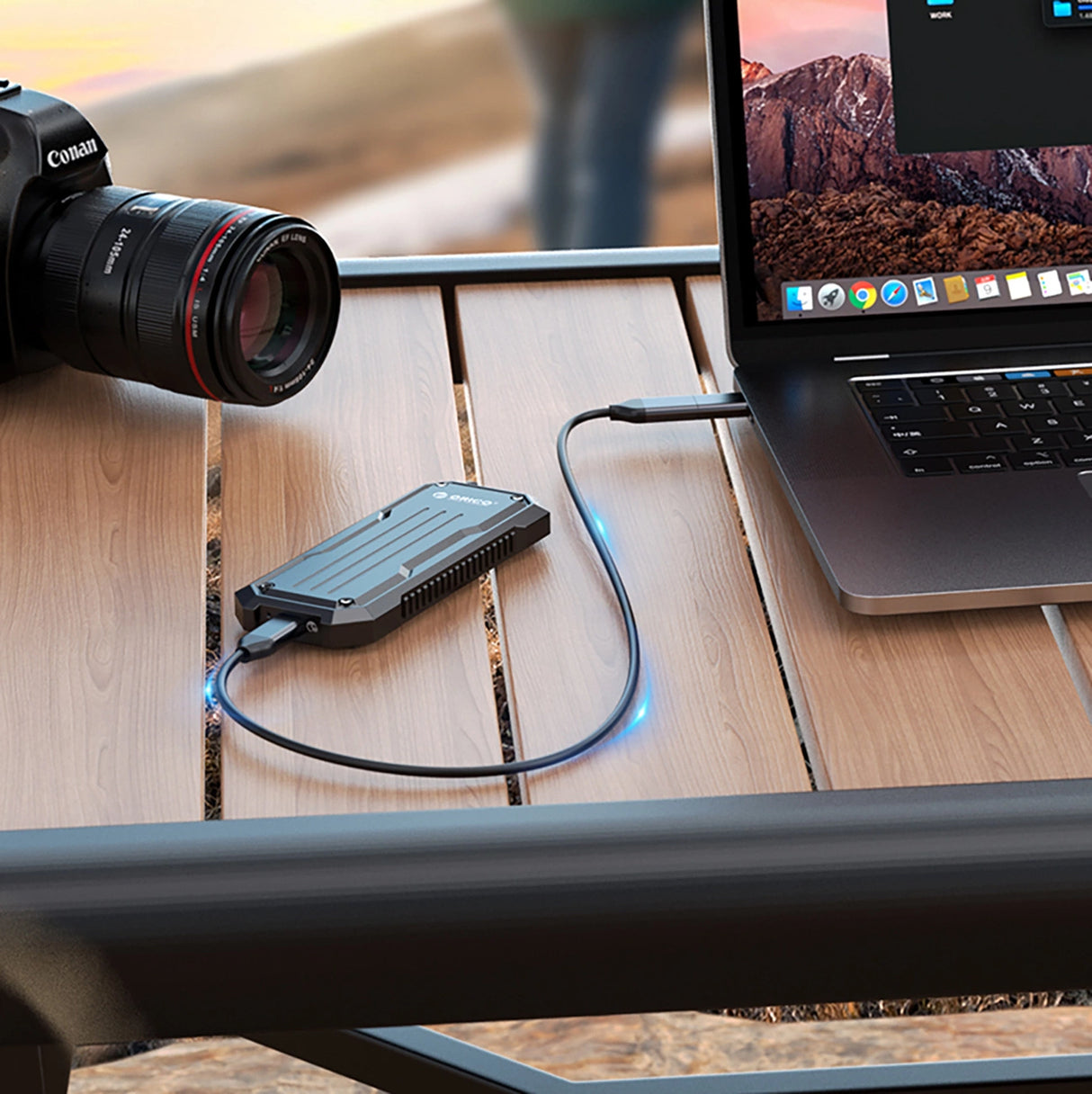 Orico OXS2C3-G2 M.2 NVMe/SATA SSD USB-C 3.2 Taktisk forstærket disk caddy - Grå