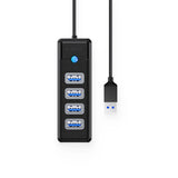 Hub Orico PW4U-U3 USB-A / 4x USB-A 3.0 - sort