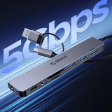 Orico YSA2-U3 USB-A/USB-C Hub Docking Station 1x USB-A 3.0 + 6x USB-A 2.0 - Gray