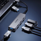 Orico YSA5-U3 USB-A/USB-C Hub Docking Station 3x USB-A 2.0 + 1x USB-A 3.0 - Grå