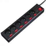 Hama 6-socket overspændingsbeskyttelsesstrimmel 1,4 m med stik - sort