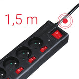 Hama 6-socket overspændingsbeskyttelsesstrimmel 1,4 m med stik - sort
