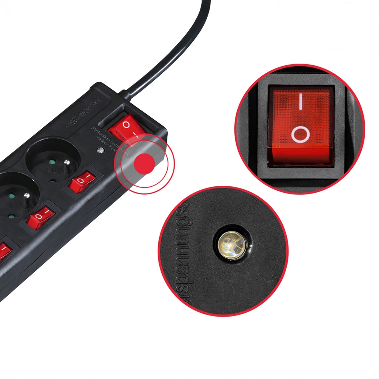 Hama 6-socket overspændingsbeskyttelsesstrimmel 1,4 m med stik - sort