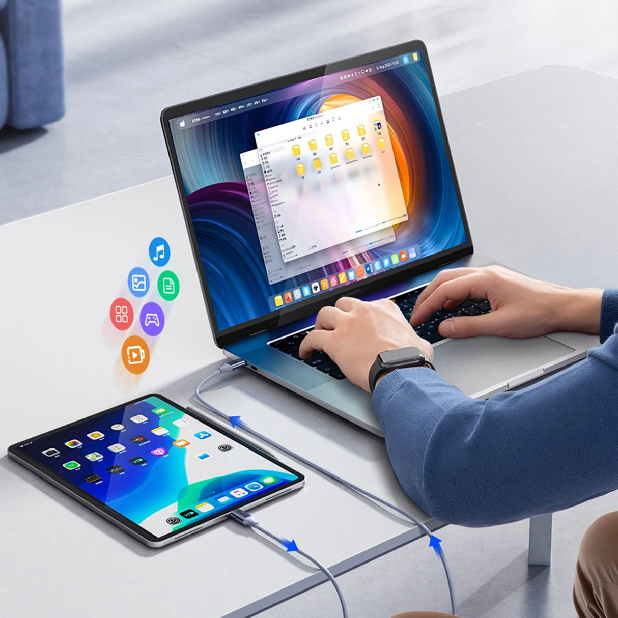 Orico CDX 60W 3A Power Delivery USB-C - USB-C kabel 1m - blå