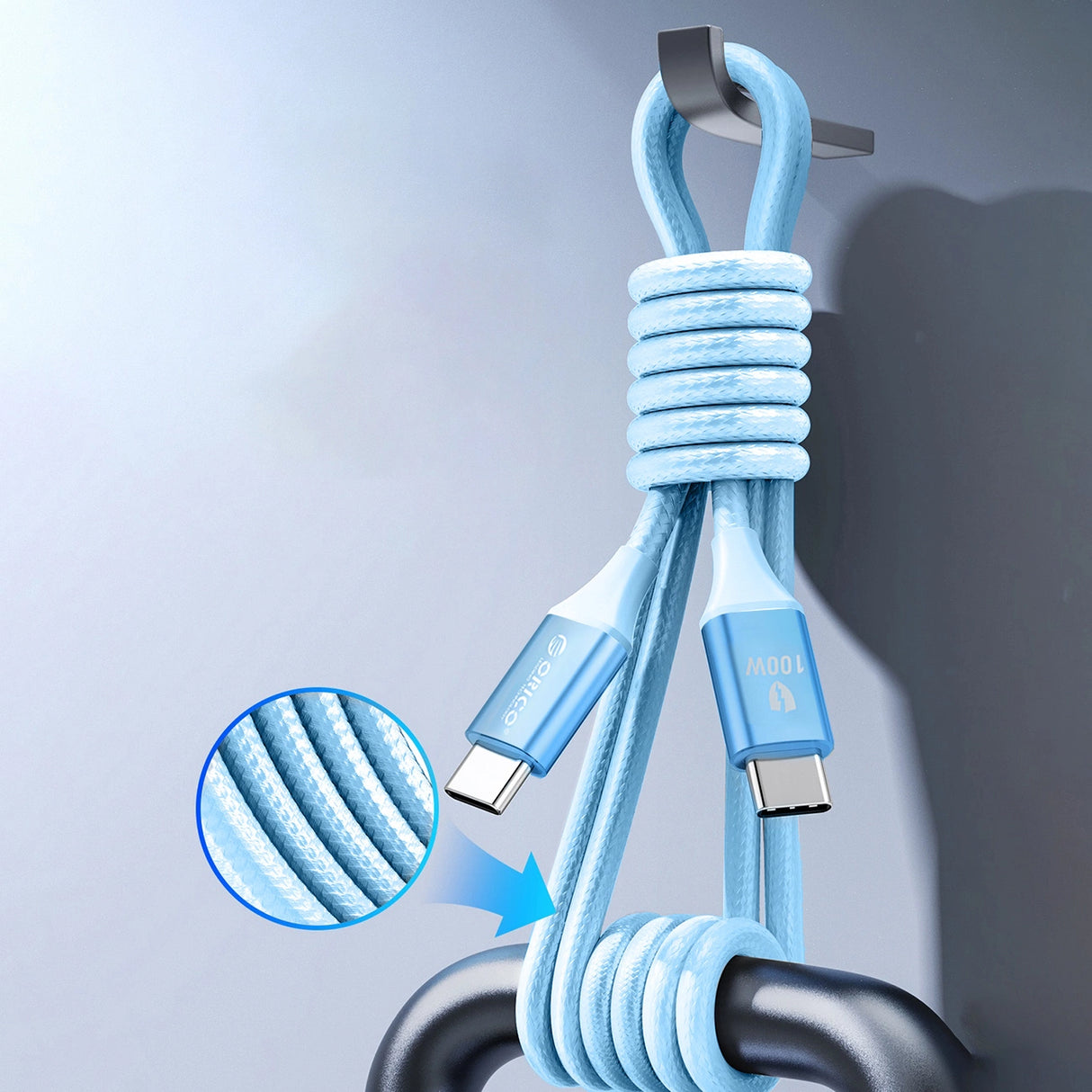 Orico CDX 100W 5A Power Delivery USB-C - USB-C kabel 1m - blå