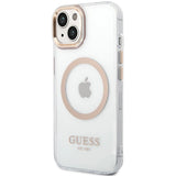 Guess Metal Outline MagSafe Case til iPhone 15 Plus / 14 Plus - Guld