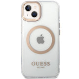 Guess Metal Outline MagSafe Case til iPhone 15 Plus / 14 Plus - Guld