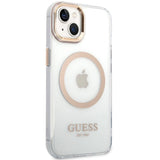 Guess Metal Outline MagSafe Case til iPhone 15 Plus / 14 Plus - Guld