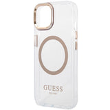 Guess Metal Outline MagSafe Case til iPhone 15 Plus / 14 Plus - Guld
