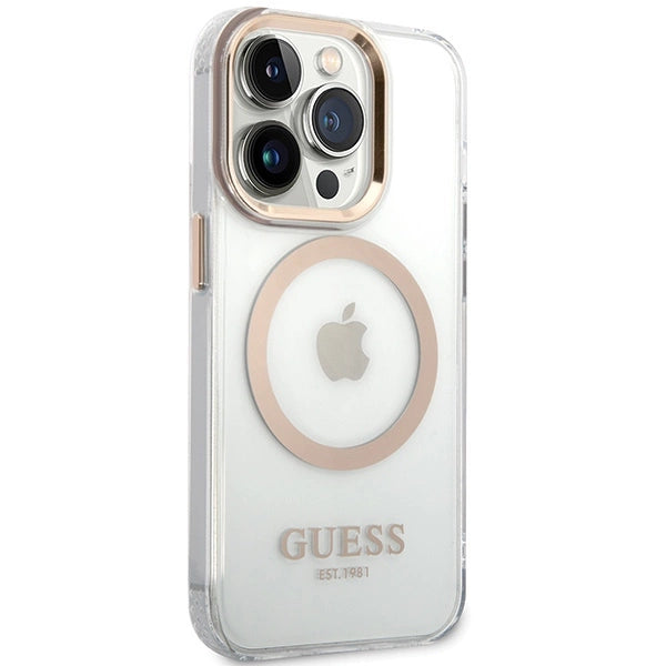 Guess Metal Outline Magsafe-kasse til iPhone 15 / 14 / 13 - guld