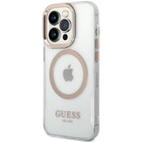 Guess Metal Outline Magsafe iPhone 15 Pro Max Case - Gold