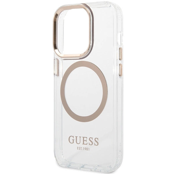 Guess Metal Outline Magsafe iPhone 15 Pro Max Case - Gold