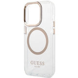 Guess Metal Outline Magsafe iPhone 15 Pro Max Case - Gold