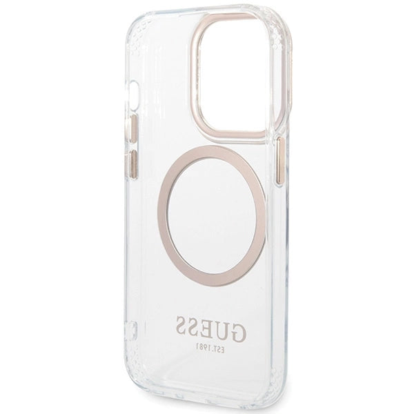 Guess Metal Outline Magsafe iPhone 15 Pro Max Case - Gold