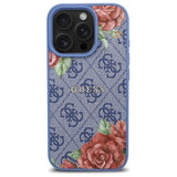 Guess 4G Flowers Print MagSafe-hylster til iPhone 16 Pro - blå