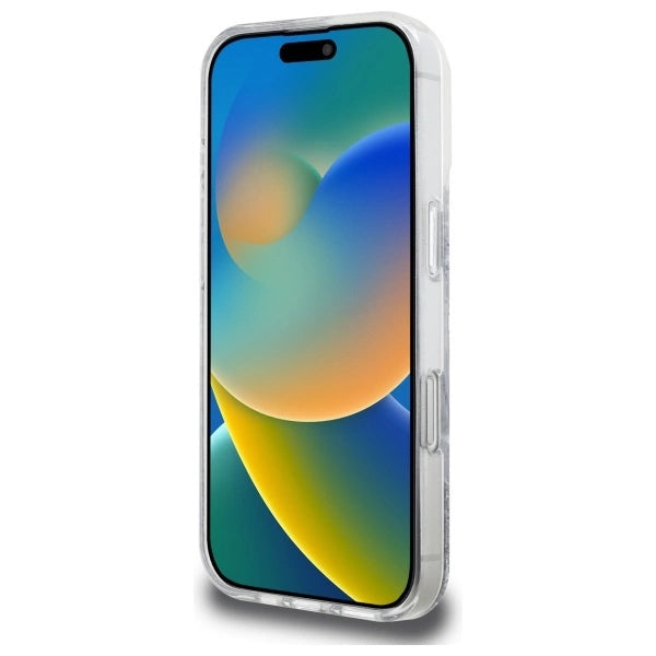 Guess Resin Gradient Glitter MagSafe-hylster til iPhone 16 Pro - sølv