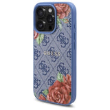 Guess 4G Flowers Print MagSafe-hylster til iPhone 16 Pro Max - blå