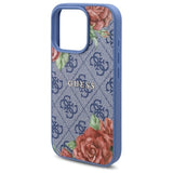 Guess 4G Flowers Print MagSafe-hylster til iPhone 16 Pro Max - blå