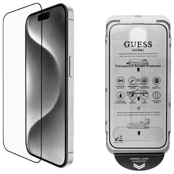 Guess Screen Protector 2.5D Outline tempereret glas til iPhone 16 Pro