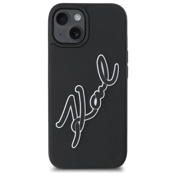 Karl Lagerfeld 3D Rubber Signature iPhone 15 Case - Black