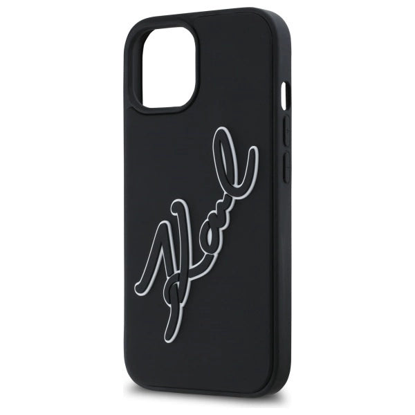 Karl Lagerfeld 3D Rubber Signature iPhone 15 Case - Black