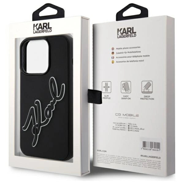 Karl Lagerfeld 3D Rubber Signature Case for iPhone 15 Pro Max - Black