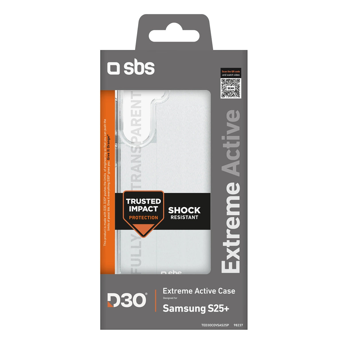 SBS D3O Case til Samsung Galaxy S25+ - Gennemsigtig