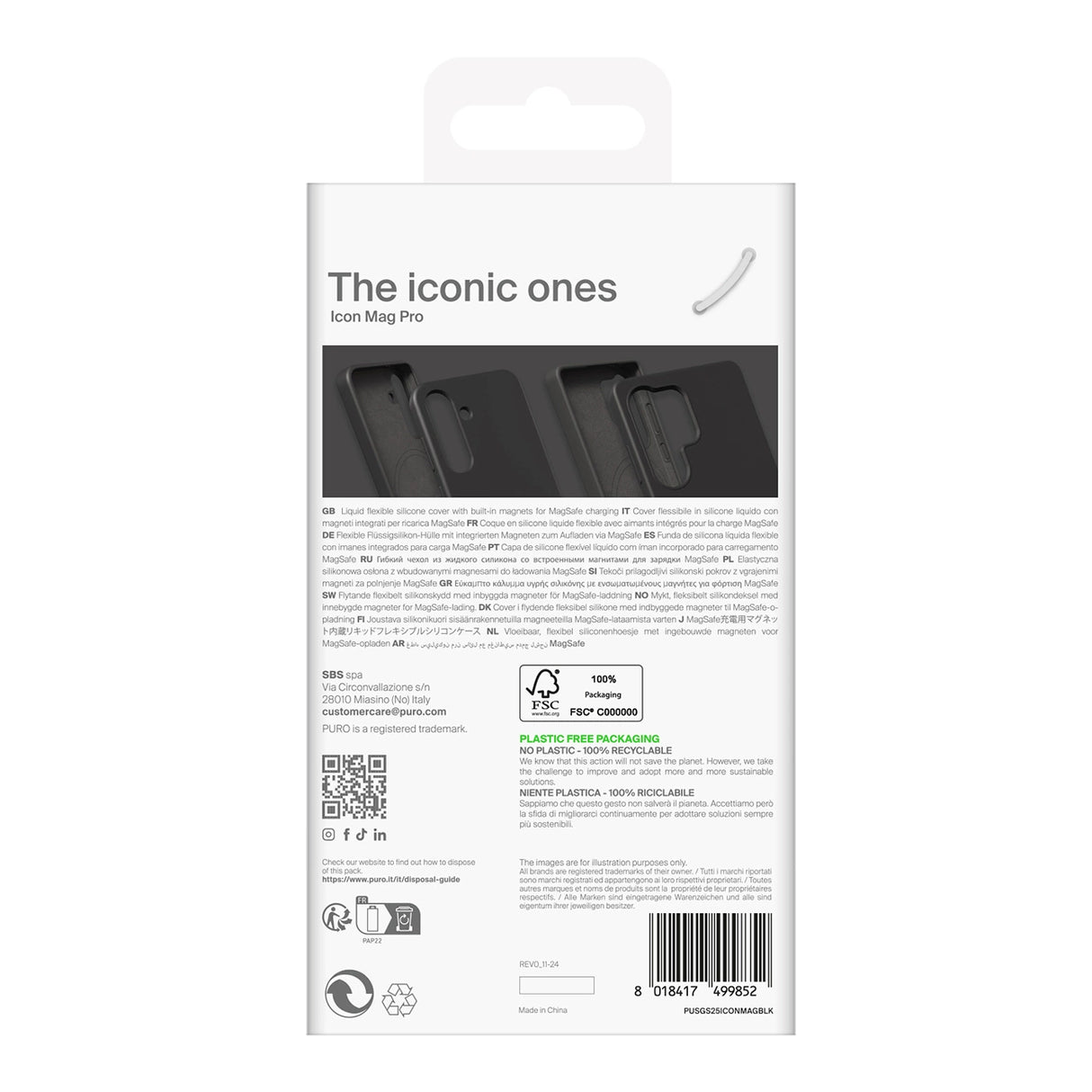 Puro Icon Mag Silicone Case med MagSafe til Samsung Galaxy S25 Ultra - sort