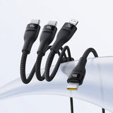 Baseus Flash Series 3 3in1 cable 100W USB-C - USB-C+USB-C+ Lightning 1.5m + 3 x 0.25 m - black