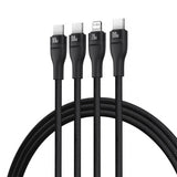 Baseus Flash Series 3 3in1 kabel 100W USB-C - USB-C + USB-C + Lightning 1,5 m + 3 x 0,25 m - sort
