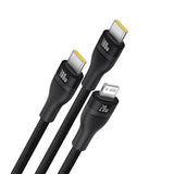 Baseus Flash Series 3 3in1 kabel 100W USB-C - USB-C + USB-C + Lightning 1,5 m + 3 x 0,25 m - sort