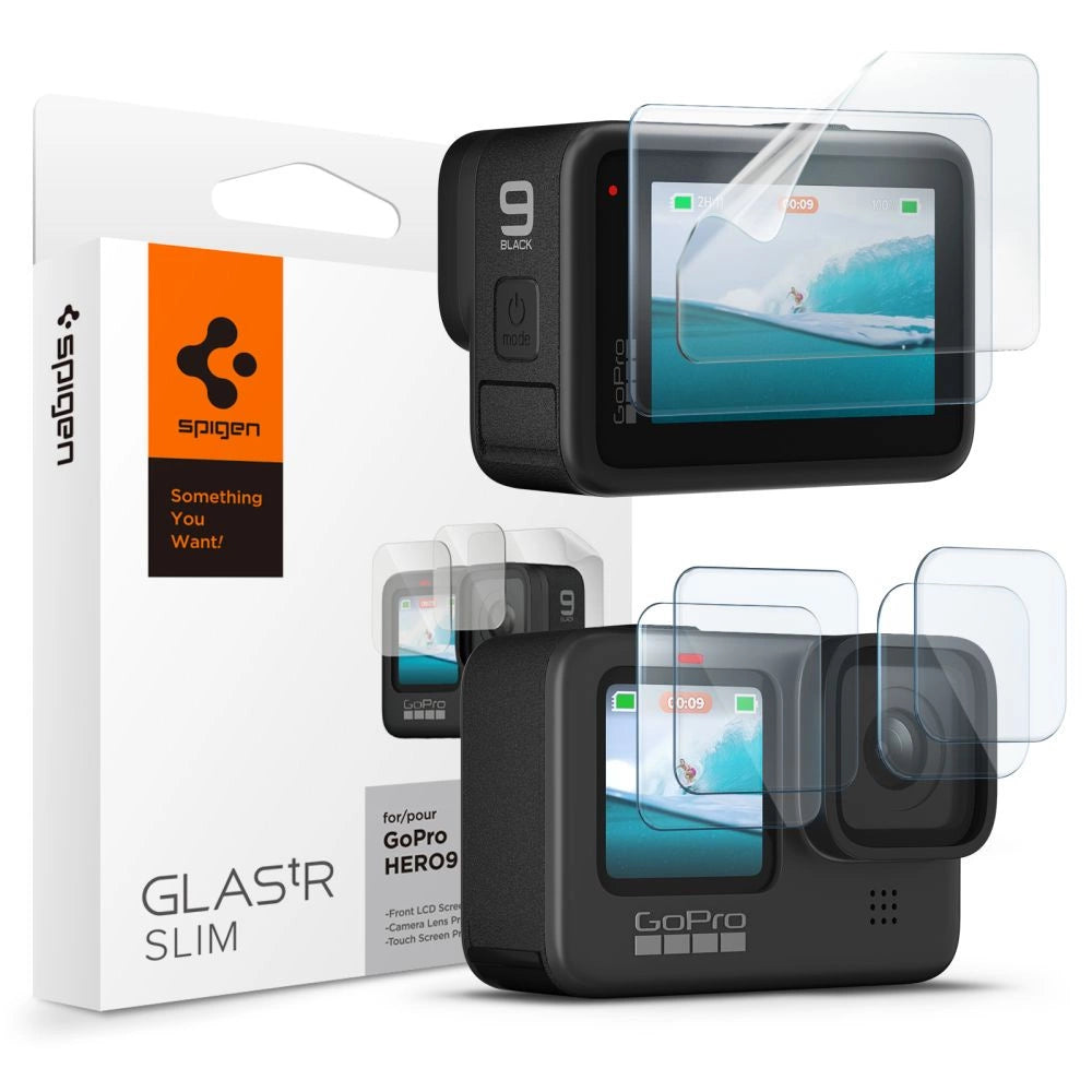 Spigen Glass.tR Slim tempereret glas + film 2- sæt til GoPro Hero 9 / 10 / 11 / 12 - gennemsigtigt