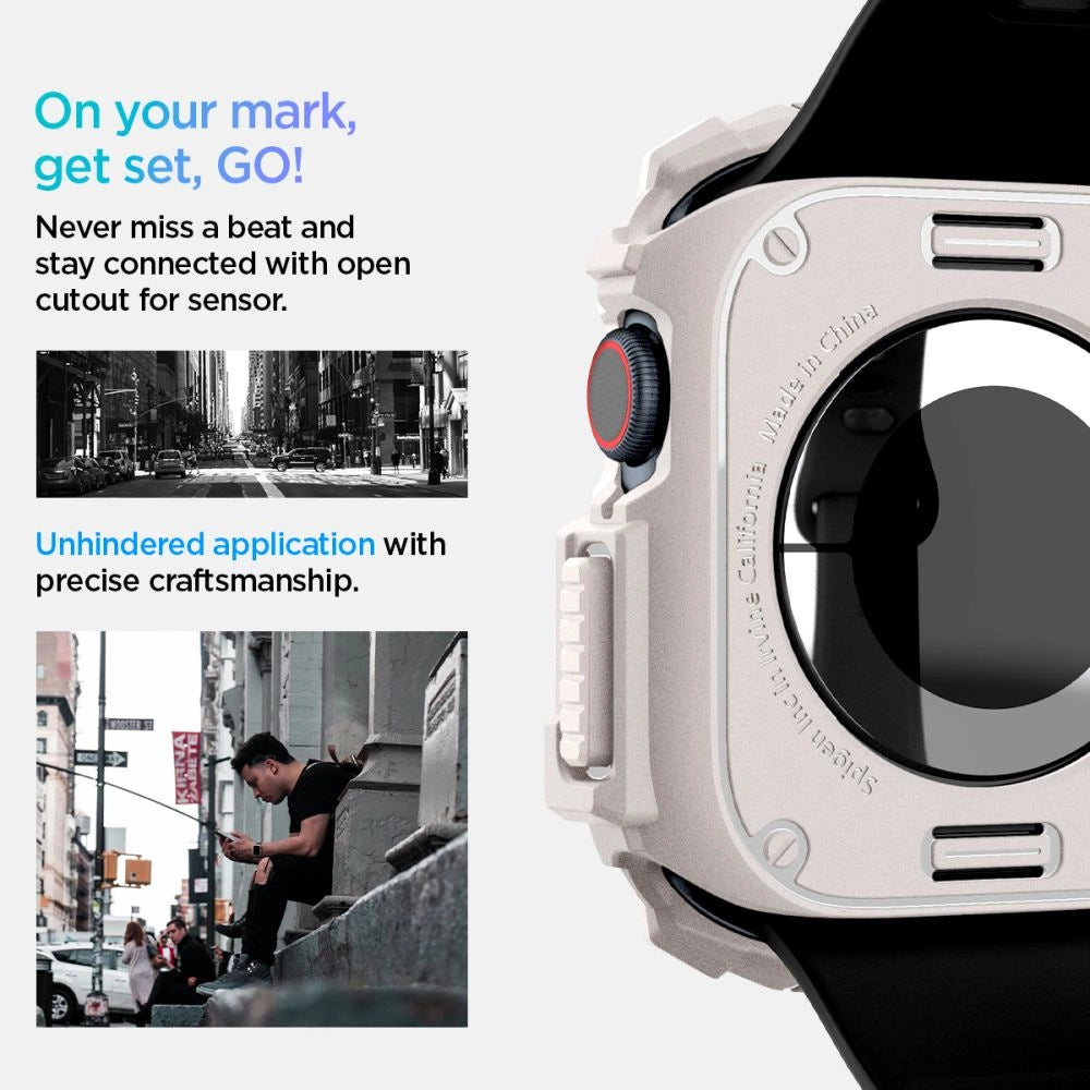 Spigen Rugged Armor Strap til Apple Watch 10 46mm - Beige