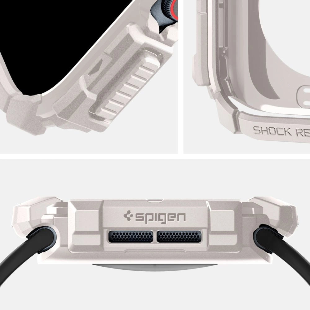 Spigen Rugged Armor Strap til Apple Watch 10 46mm - Beige