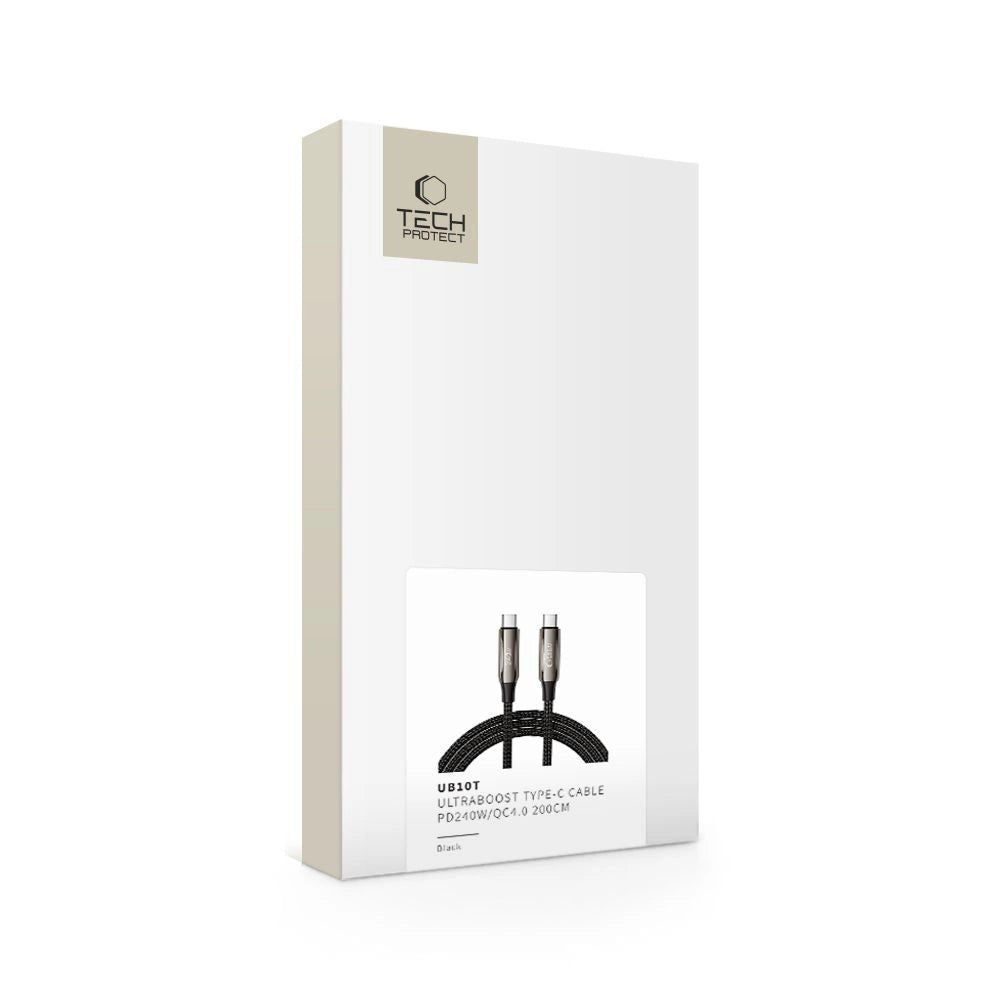 Tech-Protect UB10T Ultraboost USB-C PD240W/QC4.0 Kabel 200 cm - sort